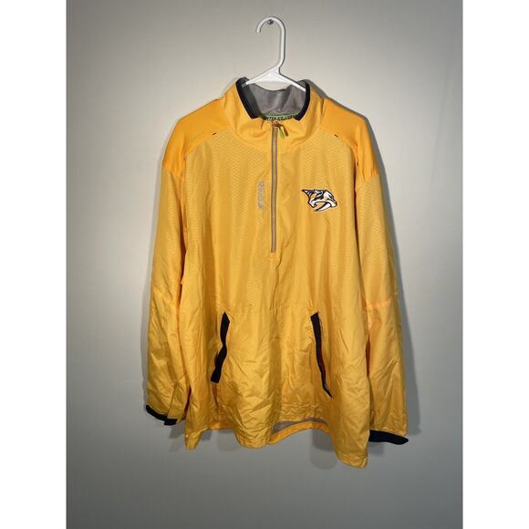 Nashville Predators REEBOK Center Ice Yellow 1/4 Zip Pullover Men's Size 2XL - Picture 1 of 12
